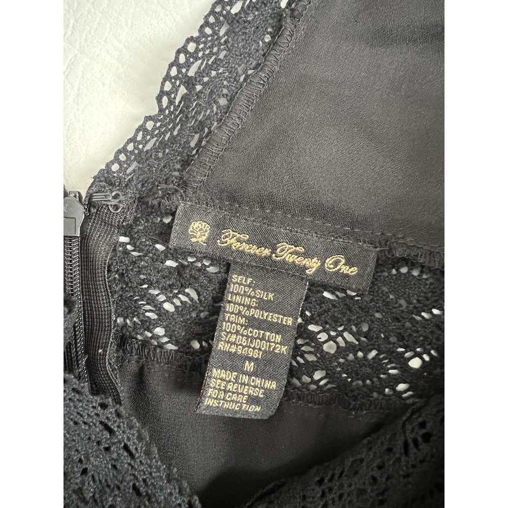 Vintage Forever 21 Black Babydoll Dress Size M Silk Whimsigoth Fairy Coquette - Picture 5 of 11